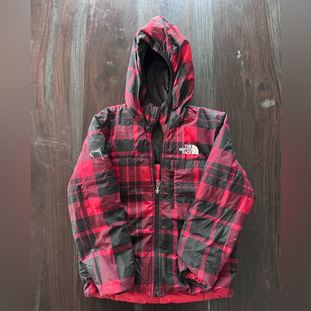 The North Face Red and Black Checkered Jacket